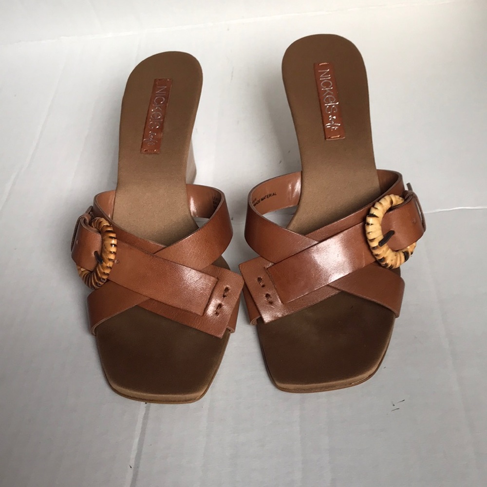 Brown Leather Square Toe Sandals